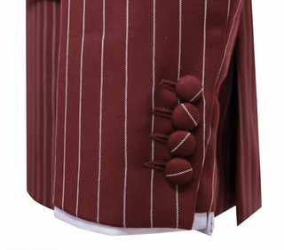 Burgundy and White Stripe 3 Piece Suit Cuff