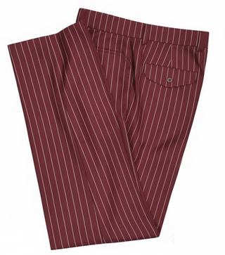 Burgundy and White Stripe 3 Piece Suit Trouser