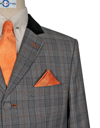 Grey & Burnt Orange Prince of Wales Suit