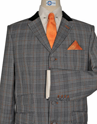 Grey & Burnt Orange Prince of Wales Suit