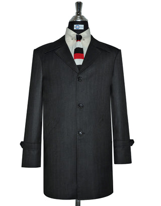 Charcoal Grey Herringbone Coat.
