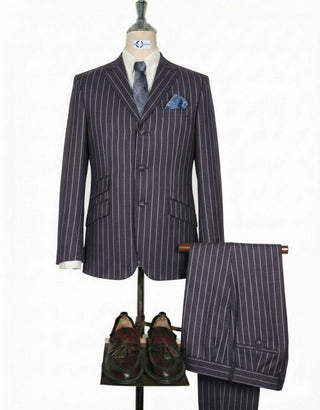 Charcoal Grey and White Striped Suit #16