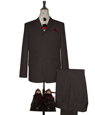 Mod Suit - Chocolate Brown 4 Button Suit