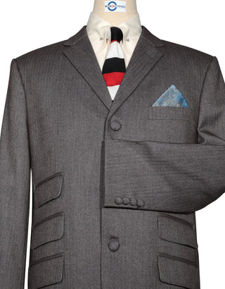 This Suit Only - Brown Grey Herringbone Tweed Suit 2-3 Pockets