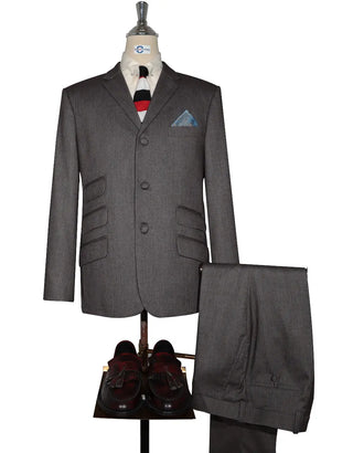 This Suit Only - Brown Grey Herringbone Tweed Suit 2-3 Pockets