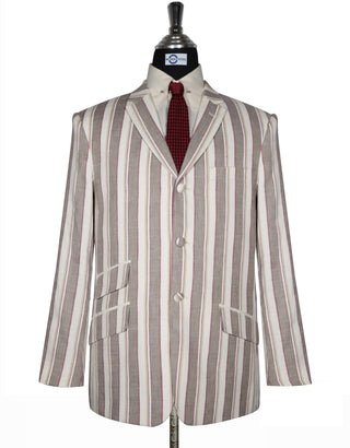Cream and Brown Striped Blazer

