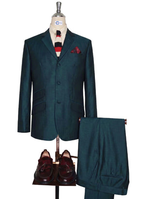 Dark Teal & Black Two-Tone Suit for Men