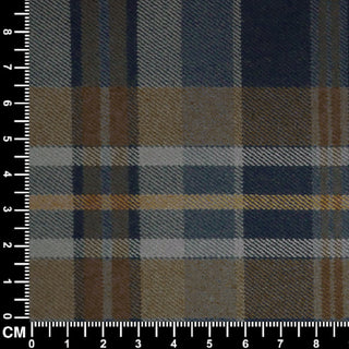 Dark Navy Blue, Brown & Grey Tartan Check Fabric Size