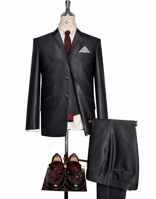 Deep Charcoal Tonic 3-Piece Mod Suit - Men's Retro 1960s Style Tailored Suit