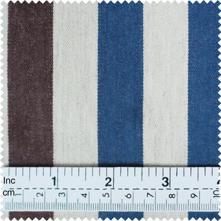 Deep Sky Blue and Brown Striped Fabric