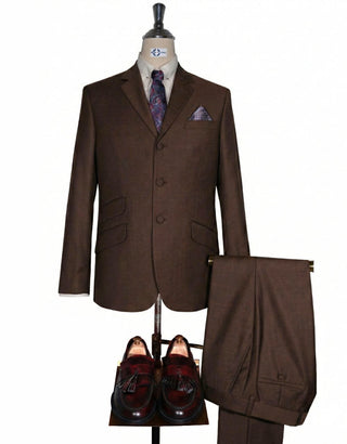 Men's Light Brown & Black Two Tone Suit |Mod Style 3-Button