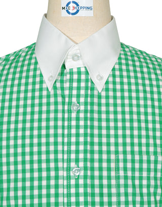 This Shirt Only - Green Gingham Check Button Down Shirt