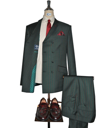 Olive Green and Burnt Orange Striped Suit Lining