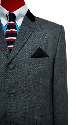 60s Mod Style Herringbone Tweed Suit