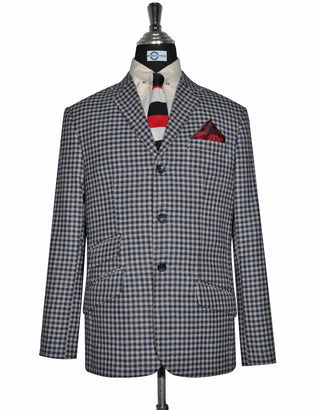 Grey Gingham Check Tweed Jacket