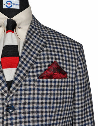 Grey Gingham Check Tweed Jacket