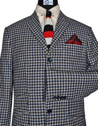 Grey Gingham Check Tweed Jacket
