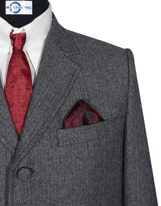 Men’s Grey Herringbone Tweed Overcoat