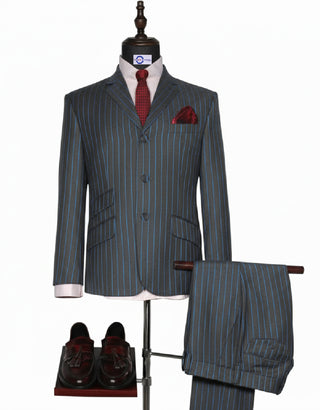 Dark Grey and Blue Stripe Suit 