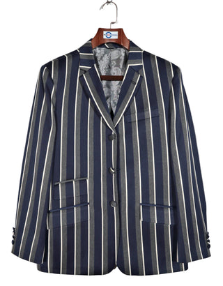 Boating jacket |Navy Blue Grey and White Striped Blazer