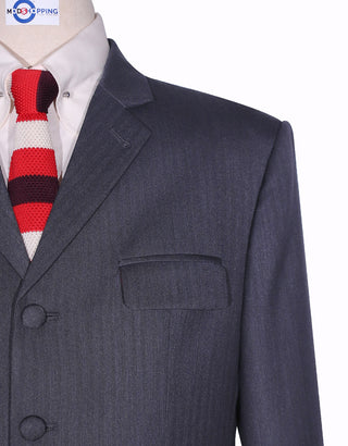 Charcoal Grey Herringbone 4 Button Suit