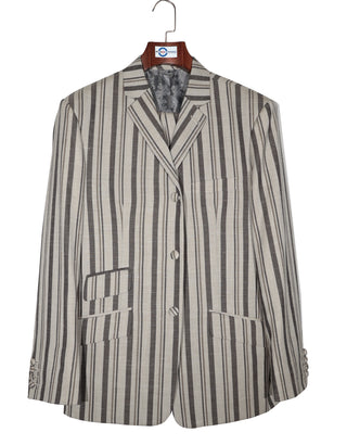 Linen Blazer - Brown and Grey Striped Blazer