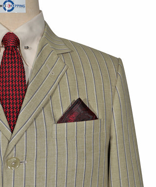Khaki and Blue Striped Suit