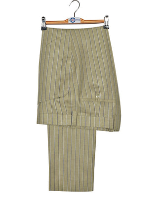 Khaki and Blue Striped Suit