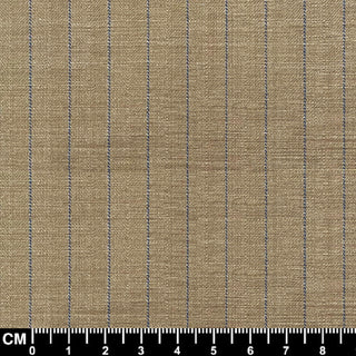 Khaki and Navy Blue Pinstripe Fabric