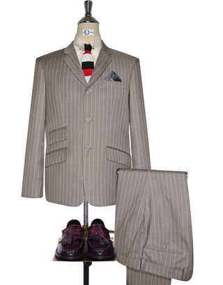 Light Khaki White Stripe Suit