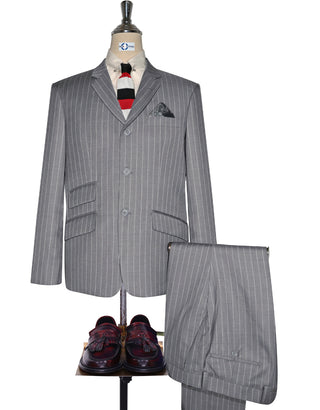 Light Grey and White Stripe Suit