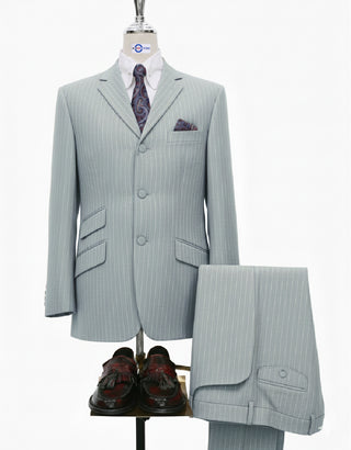 Light Grey and White Pinstripe Suit