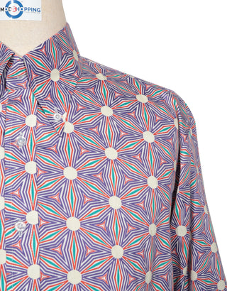 Floral Shirt - 60s Style Light Purple Shirt