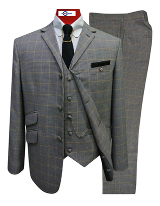 Houndstooth Check 3-Piece Suit for Men – Classic Tailored Fit