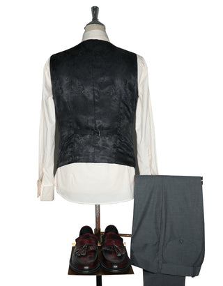 3 Piece Suit - 60 Style Medium Grey Black Velvet Suit