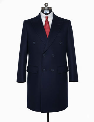 Retro Mod Navy Blue Double Breasted Long Coat