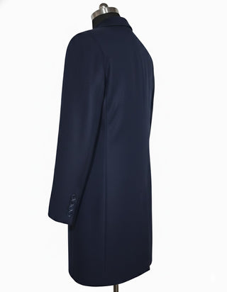 Retro Mod Navy Blue Double Breasted Long Coat