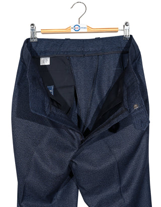 Classic Tailored Navy Blue Glen Plaid Check Suit for Men