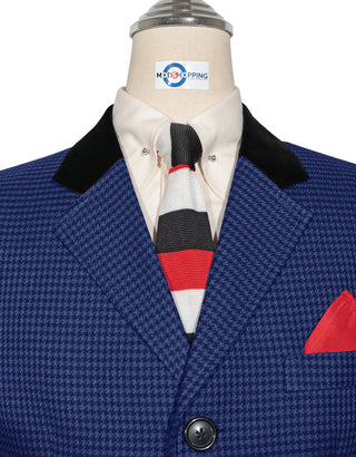 Over Coat Men's | 60s Mod Winter Blue Houndstooth Coat