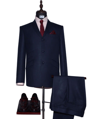 Linnen Suit - 60s Fashion Navy Blue Linen Suit