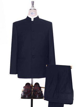 Nehru Collar Suit | Dark Navy Blue Nehru Suit