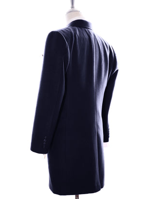 100% Wool Navy Blue Vintage Women's Long Overcoat