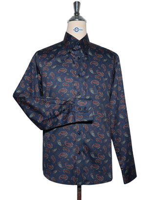 Paisley Shirt - Navy Blue and Red Paisley Shirt