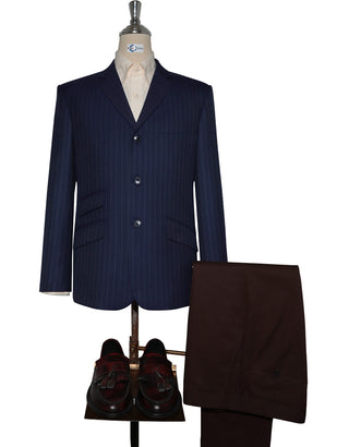 Tweed Blazer - Navy Blue Stripe Tweed Blazer