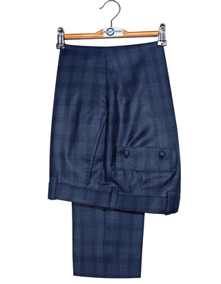 Navy Blue Prince Of Wales Check Suit