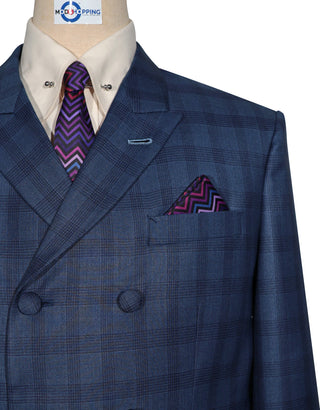 Navy Blue Prince Of Wales Check Suit