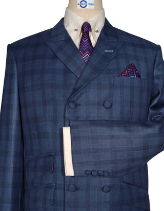 Navy Blue Prince Of Wales Check Suit