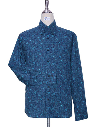 Navy Blue Paisley Shirt 