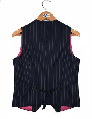 Dark Navy Blue and Light Grey Stripe 3 Piece Suit