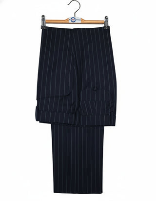 Dark Navy Blue and Light Grey Stripe 3 Piece Suit